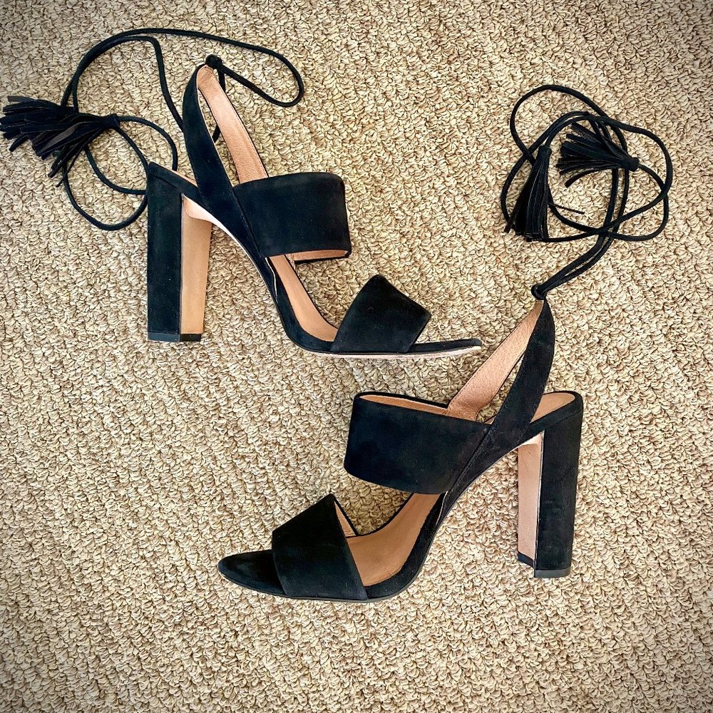 Madewell Black Suede Octavia Tassel-Tie Sandal, 8M - Picture 12 of 14